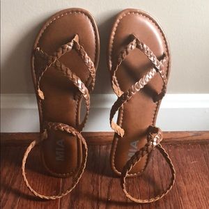 Brown Braided Leather Sandals